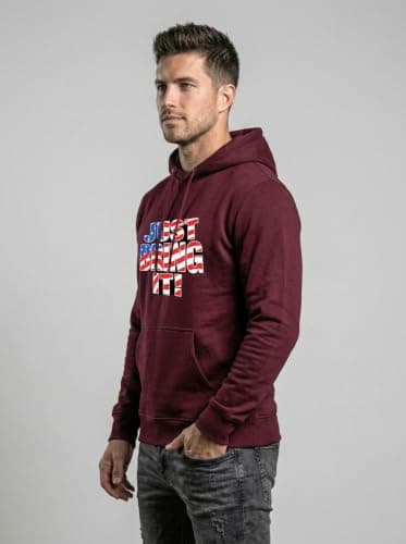 THE SOUTH STORE Mens Maroon Full Sleeve Graphic Printed Hooded Sweatshirt | Just Bring It Hoodies for Men Winter Wear | Gym Hoodie Men's 3