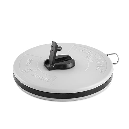 FREEMANS FM50 Grey Magic Fibreglass Measuring Tape - 50m /165ft with Unbreakable ABS Case || Durable Winding Mechanism Handle and Steel End Hook || Grey Color 3
