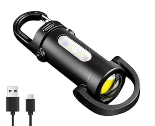 Right Gear Portable Rechargeable Bright Keychain Flashlight, 6 Light Modes Waterproof, Compact Pocket Light for Night Working, Running, Walking, Camping, Fishing, Hiking