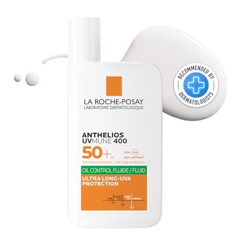 La Roche-Posay Anthelios UVMUNE400 Oil Control Invisible Fluid SPF50+ PA++++ Broad Spectrum UV Protection, Ultra-Lightweight, Mattifying, Non-perfumed Sunscreen for Oily & Acne-Prone Skin, 50ml