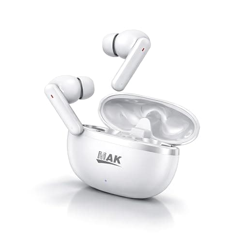 MAK Pro Wireless Bluetooth Earbuds with Powerful Deep Bass, HD Stereo Audio, Long Lasting Battery, Smart Touch Controls, Secure Fit and Seamless Connectivity for Android, iPhone and Daily Use