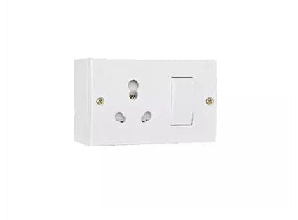 Electrical Socket with Switch, White, 3-Pin, Wall Mount, 16A (6)