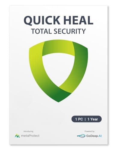 Quick Heal | Total Security | 1 User 1 Years | AI Based Device Security for PC | Safe Banking | Email Protection | Ransomware Protection | Parental Control | Data Backup |