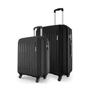 Safari Genius Alley Set of 2 (Cabin + Medium) Trolley Bags Hard Case Polypropylene, 4 Spinner Wheels, 360 Degree Wheeling Luggage, Travel Bag, Suitcase for Travel, Trolley Bags for Travel, Black