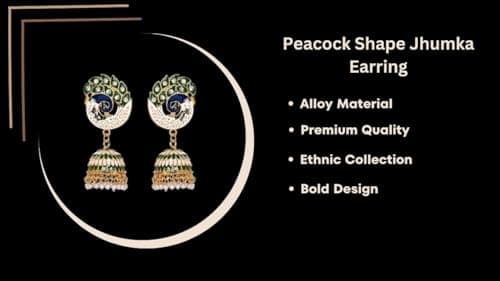 Nilu's Collection Party & Wedding Collection Peacock Shape Jhumka Earrings for Women and Girls (Beige & Red) (Green) 6