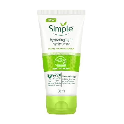 Simple Hydrating Light Moisturiser, 50ml | 12hr Hydration | With Niacinamide, Pro-Vitamin B5, Glycerin & Borage Seed Oil | Lightweight, Non-Greasy Formula | For Soft, Smooth Skin