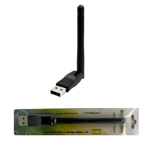 Wi-Fi USB Dongle Adapter with Gain Antenna - Plug & Play for Linux (Tails, Ubuntu, Debian, Fedora, Mint, Arch) + Windows 11/10/8/7, Android and Mac | MT7601U 2.4GHz 150Mbps Chipset