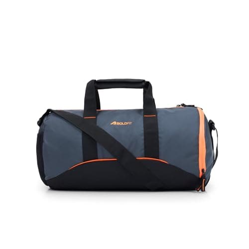 Boldfit Gym Bags for Men Compact Sports Duffle for Women Unisex Duffle Bag for Carry & Travel Adjustable for Shoes Towel Duffel Sports Bag 22L - Black