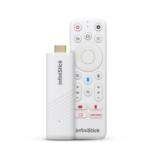 Helett® infiniStick™ Android-Based Smart TV Stick | Voice Control Bluetooth/IR Remote | 2GB RAM 8GB Storage | Quad-Core Processor | Dual-Band Wi-Fi 2.4G/5G | Screen Casting | 1-Year Warranty (White)
