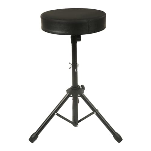 Kadence THRN-NK125 Home Series Round Drum Throne | 360° Swivel Seat | Height Adjustable Tripod Base | High-Density Foam Cushion | Black