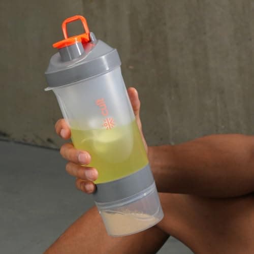 CULT Spider Shaker Bottle 500ml – 3 Compartment Protein Shaker with Blender Ball | Leakproof, BPA-Free, Durable Gym Shaker for Smooth Shakes, Pre-Workout & Supplements Orange 2