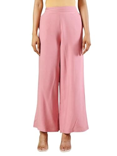 FIORRA Women's Light Pink Rayon Solid Palazzo BTM022