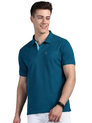 Lux Cozi Men's Half Sleeve Soild Casual T-Shirt with Chest Pocket_COZI_2122_EMRAD_L_1PC Emerald