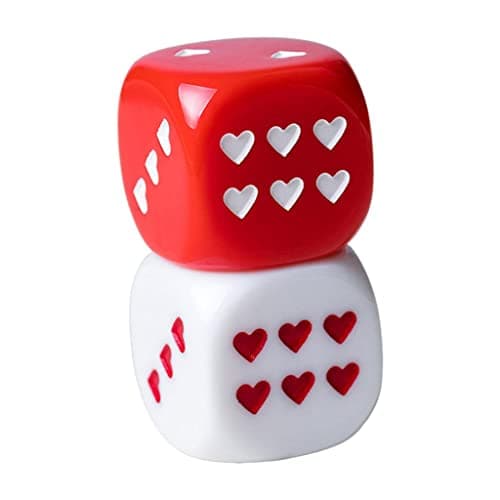 UJEAVETTE 2 PCS Round Corners Acrylic White and Color Six Dice Set Heart Pattern 3