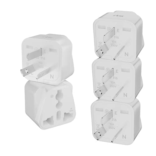 rts India to Australia India to China India to New Zealand Fiji Argentina Universal Travel Plug Adapter Converter Plug Adapter (5 Pack/Type I) Compatible with Phones, Laptops Camera Chargers & More