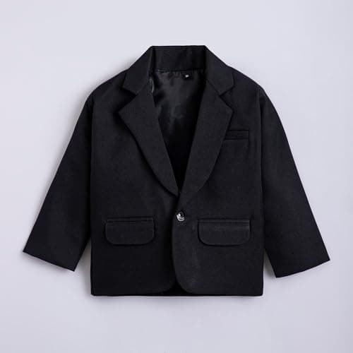 Hopscotch Boys Full Sleeves Black 3-Piece Formal Shirt with Blazer Pants (3-4 Years) 5
