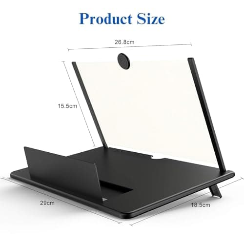 8" Screen Magnifier -3D HD Mobile Phone Magnifying Projector Screen Enlarger for Movies, Videos and Gaming – Foldable Phone Stand Holder with Screen Amplifier–Compatible with All Smartphones 2