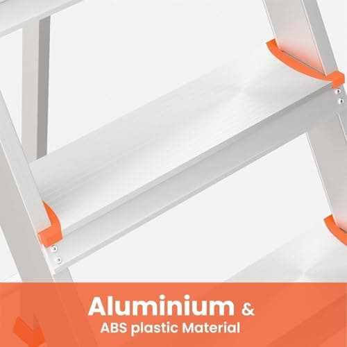 LALCO 5 Step Foldable Aluminum Step Ladder with Anti-Slip Steps & Rubber Feet | Heavy-Duty Portable Ladder for Home, Kitchen, Office & Indoor Use (5 Steps) 4