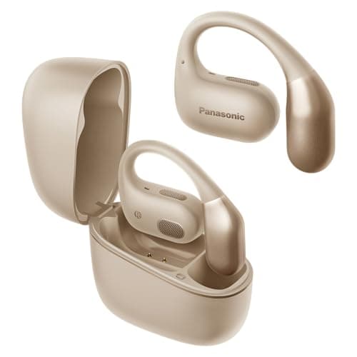 Panasonic Open Ear Wireless Earbuds, Wireless Bluetooth Headphones with Ear Hook, ENC Microphone for Calls, Multipoint Connection, IPX4 Water Resistance, 25H Total Battery, USB-C - RB-F10D-C