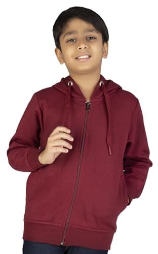 ADBUCKS Unisex Cotton Hooded Neck Jacket(Kids_JKT_Maroon_2XL)