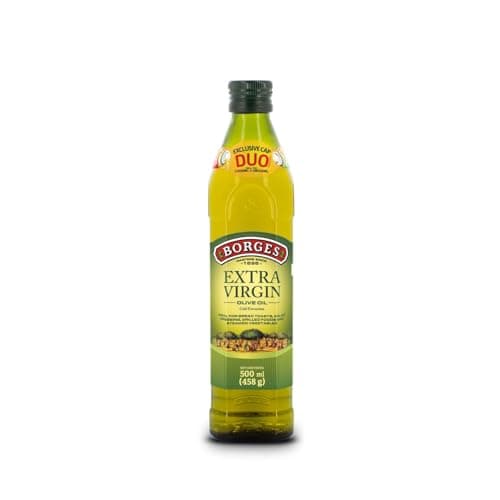Borges Extra Virgin Olive Oil - 500 ml |Unrefined & Cold Pressed Oil|Packed in Spain |75% MUFA | Rich in Antioxidants | Ideal for Low Heat Cooking Like sauteing & Grilling, Salad Dressing