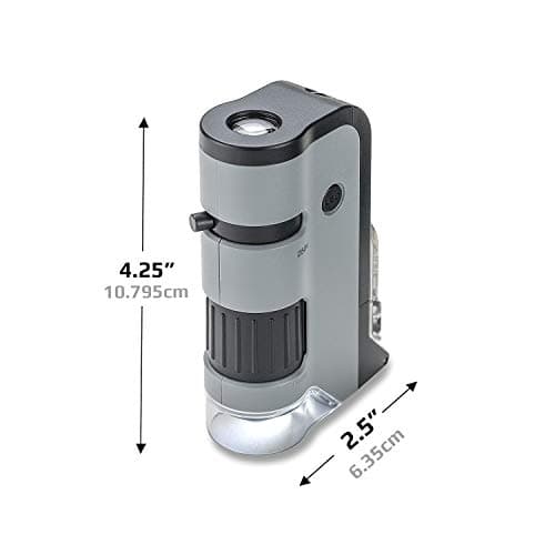 Carson MicroFlip 100x-250x LED Lighted Pocket Microscope with Flip Down Slide Base, Smartphone Adapter Clip, and UV Flashlight 3