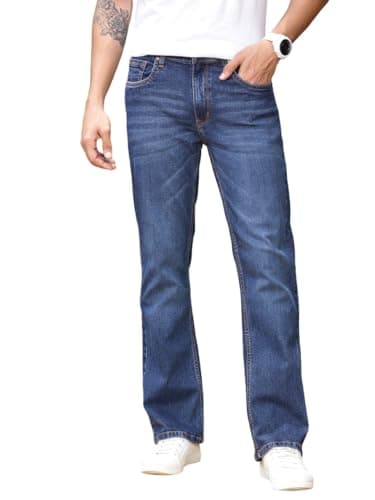 Thomas Scott Men's Mid-Rise Clean Look Boot Cut Jeans (TSJ216_Dark Indigo, 28)