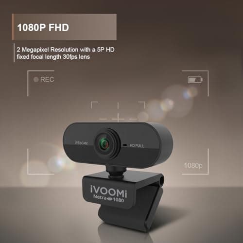iVOOMi Full HD 1080P 30 FPS Webcam for PC, Auto-Light Balance, 5P FHD Lense, 2.0MP CMOS Sensor, Meetings and Streaming, Auto-Exposure, Built-in Mic for Microsoft Teams, Google Meet, Zoom and More 2