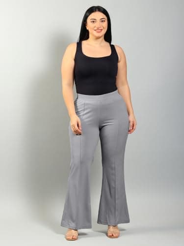 Plus Size Bell Bottom Lightweight Trouser for Women | Boot Cut Pants for Office Wear Dark Grey 5