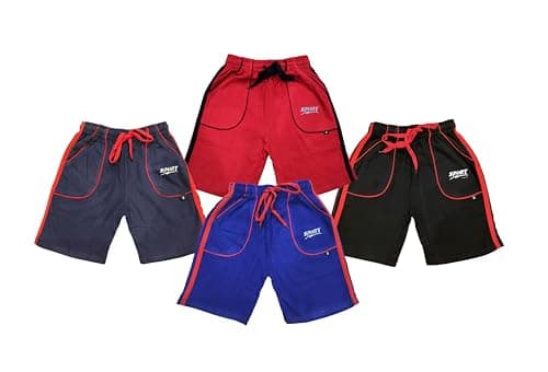 LOVO Boys & Girls Cotton Capris Shorts | Pack of 4 Multicolor 3/4th Pants for Kids | Summer Regular Fit Bermuda Shorts with Pockets | Soft & Breathable Bottomwear for 3-4 Years