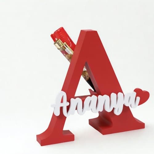 Artsycollection® Personalised 3D Pen Stand with Name | Customised Pen Stand with Name Desk Organizer | Unique Customized Gift for Birthday | Stylish Alphabet Pen Holder for Office Home Study Table 5