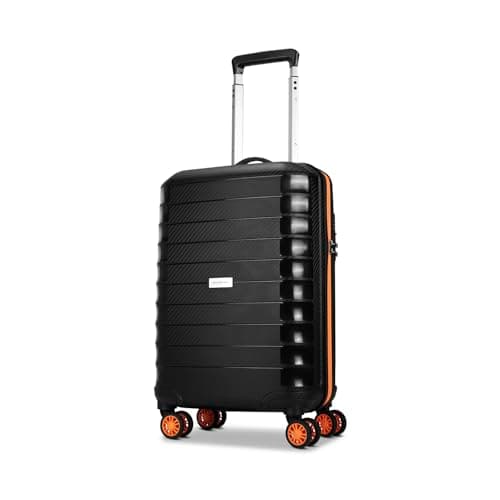 Aristocrat Altitude 8 Wheel Cabin (Small Size) Hard Case Trolley Bag | Combination Lock |Tough and Durable Polypropylene Luggage | 3 Year International Warranty| 58 CM Suitcase for Travel| Black