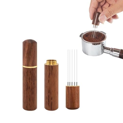 ABSTER Espresso Coffee Stirrer WDT Tool, 6 Needle Distribution Tool 304 Stainless Steel, Wooden Handle Coffee Needle Stirrer, Espresso Accessories for Coffee Machine, Barista Tools Home Brewing