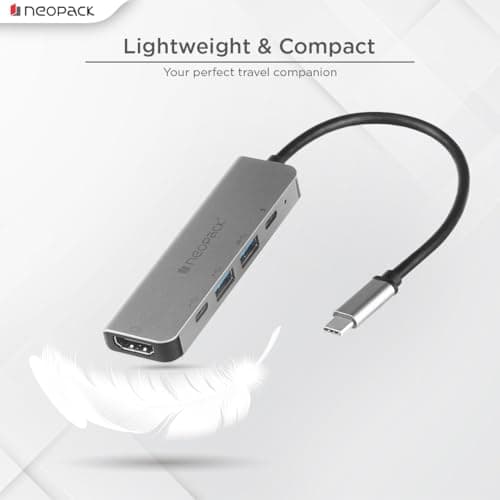 Neopack 5in1 USB C Hub Multiport Adapter with HDMI 4K 30Hz, 100W PD Fast Charger, USB-A 5Gbps Data Ports, for MacBook Pro, MacBook Air, iPad Pro, XPS & More 4
