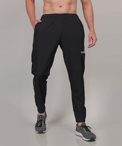 Select Men's Sports Exercise Regular Fit Track Pant/Cargo Joggers with Two Side Cargo & One Back Zipper Pockets 40 Black 2