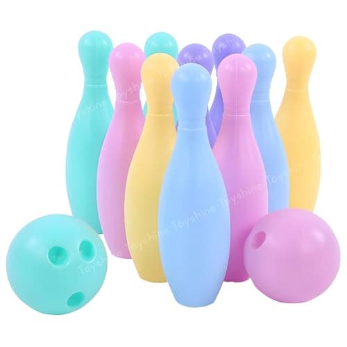 Toyshine Bowling Pins Toy Set Fun Learning Game Plastic Bowling Toy Set Includes 10 Pins and 2 Ball Educational Learning Toy for Boys Girls 3+