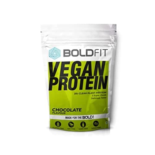 Boldfit Plant Protein Powder - Plant Based Protein Powder with Multivitamin, Minerals, Superfoods, Pea Protein, Digestive Enzymes | Plant Protein Powder -Chocolate Flavour - 200g