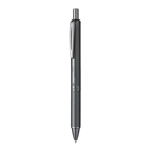 Pentel EnerGel Metal 0.7mm Roller Gel Pen | Aluminium Metal Matte Black Body | Textured Grip With Retractable Mechanism | Black Body, Blue Ink