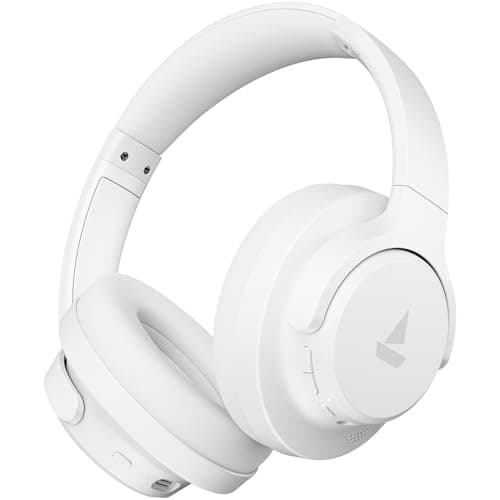 Boat Rockerz 512 ANC, 40Db Hybrid ANC, 80Hrs Playback, 40Mm Drivers, 40Ms Latency Beast Mode, Enx Tech, App Support, Over Ear Bluetooth Headphones, Wireless Headphone with Mic (Bold White)