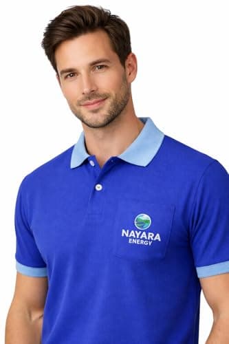 Nayara Energy Royal Blue Petrol Pump Staff Polo T Shirt | Fuel Station Worker Uniform Collar T-Shirt for Men (in, Alpha, XL, Regular) 5