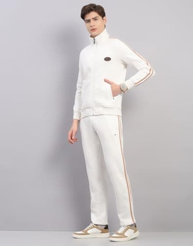 Monte Carlo Men's Regular Fit Solid Stand Collar Full Sleeve Tracksuit| Men Track Suit | Stylish Sportswear Set with Jacket and Lower | Activewear Set For Men's Camel XL 2