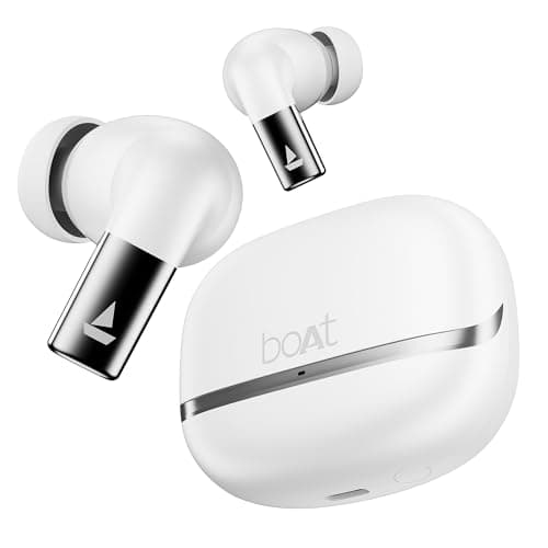 Boat Airdopes Ultra Pro, 100Hrs Battery, Dual Pairing, Spatial Audio,App Support, Fast Charge,4Mics ENx, v5.3 Bluetooth Earbuds, TWS Ear Buds Wireless Earphones with mic (Zinc White)