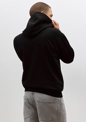 ZUBINCO Men’s Oversized Black Hoodie | Heavyweight Cotton Fleece Sweatshirt with Kangaroo Pocket & Adjustable Drawstring Hood | Casual Streetwear for Winter, Gym & Everyday Wear (in, Alpha, L) 2