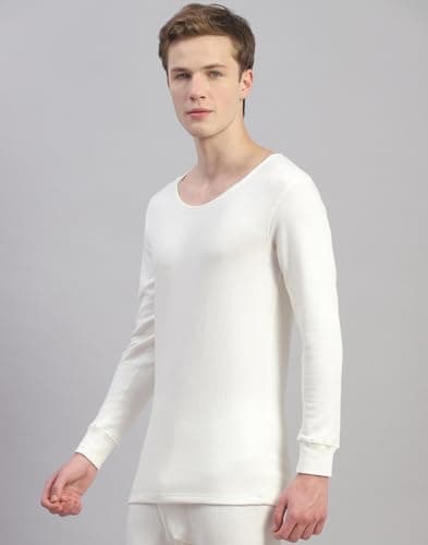 Monte Carlo Mens Solid White Round Neck Full Sleeve Thermal Vest (6240M1WH-0-42) 2