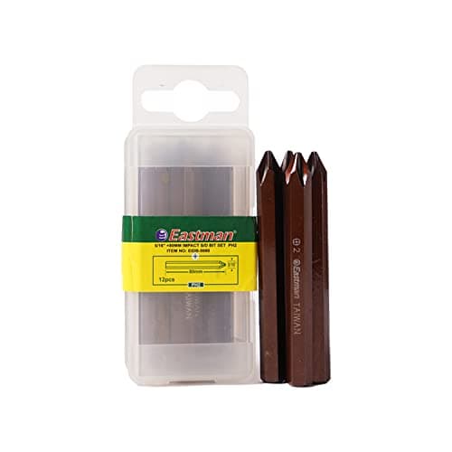 Eastman Spare Bit For Impact Driver Pack Of 12 Pcs, 5/16 Hex Bit In Material S2 + Charmber Ph2 Screw Driver Bits Heavy Duty Hand Tools Sets (EIDB-5080) 3