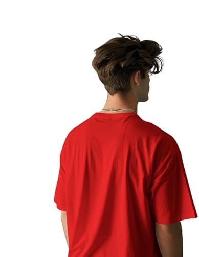 Oversized Fit T-Shirt for Men (Cotton) (in, Numeric, 44, red) 4
