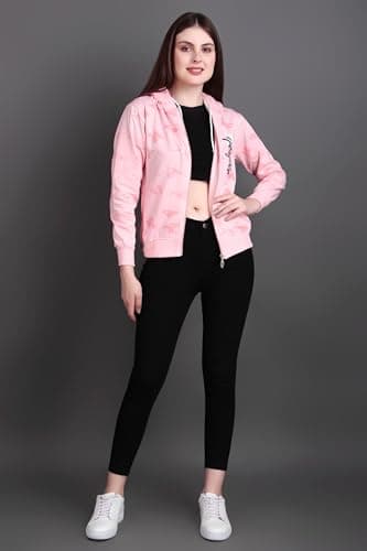 City Fashion Women’s Winter Fleece Hoodie Sweatshirt – Warm Zipper with Front Pockets, Printed Casual Stylish Hooded Jacket (in, Alpha, M, Baby Pink) 4