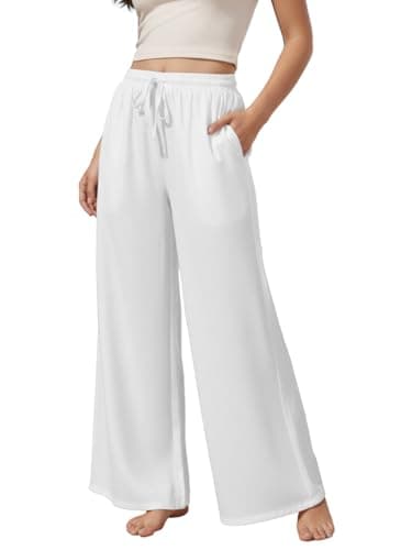 V33 Women's and Girls 100% Rayon Regular Fit/Wide Leg Palazzo Pants - Available in Plus Size -M, L, XL, 2XL, 3XL, 4XL, 5XL White