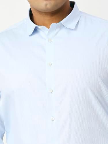 Thomas Scott Men Plus Size 100% Cotton Full Sleeves Formal Shirt (Light Blue, 5XL) 5