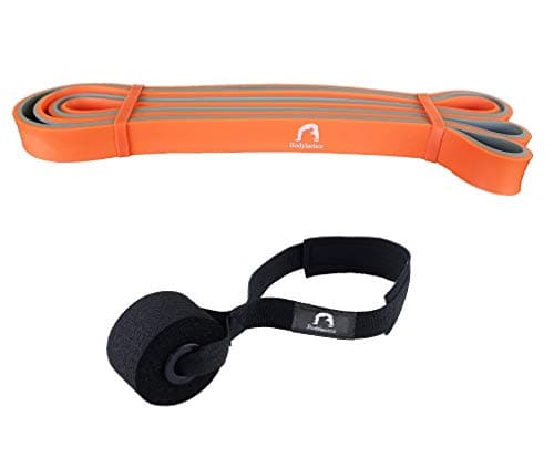 Bodylastics Natural Rubber Dual Layer Resistance Loop Band 41 Inches with Door Anchor for Resistance Training, Body Stretching, Powerlifting, Pullup Assistance, Pilates, Yoga, Fitness Workouts